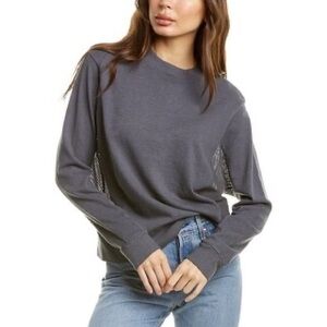 Monrow Mesh Mix Sweatshirt in Vintage Black - Size M